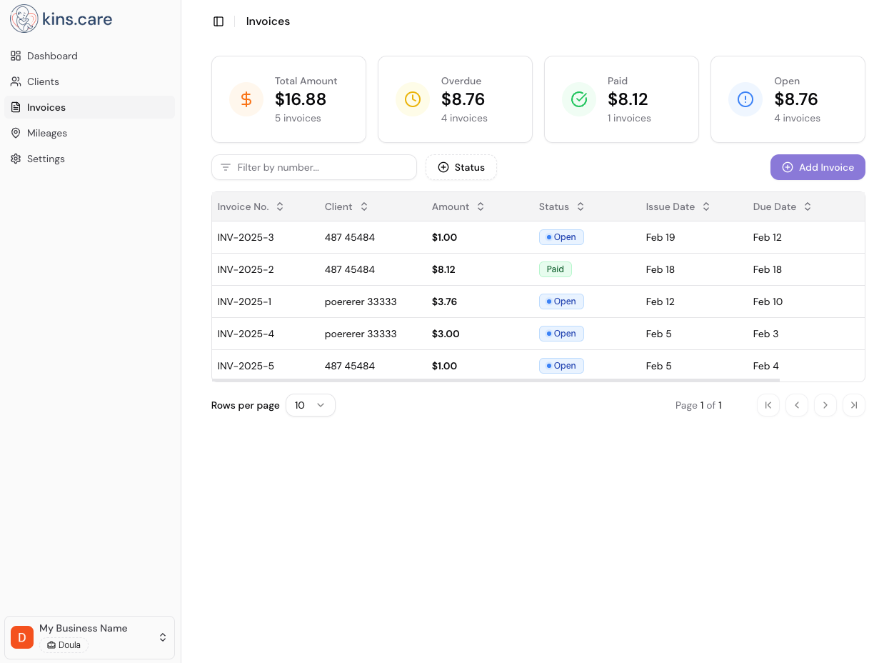 Dashboard screenshot